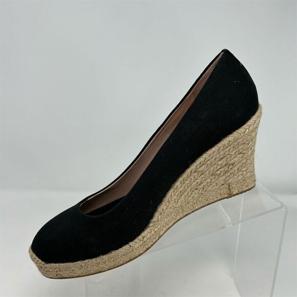 J.Crew Women's Espadrille Wedge Heels Size 12 Black Canvas Casual Comfort - Picture 3 of 12